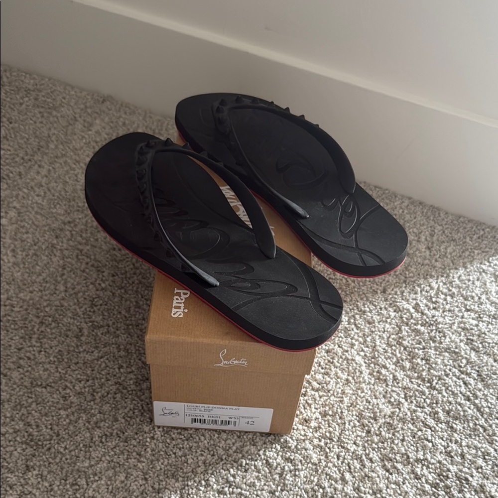 Christian Louboutin Black Flip Flops